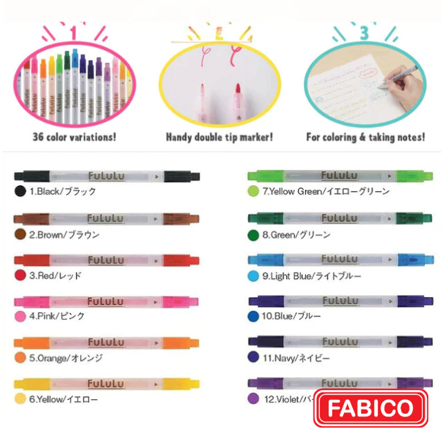 Bút Lông Màu 2 Đầu Sun-Star Fululu Twin Pens Nhật