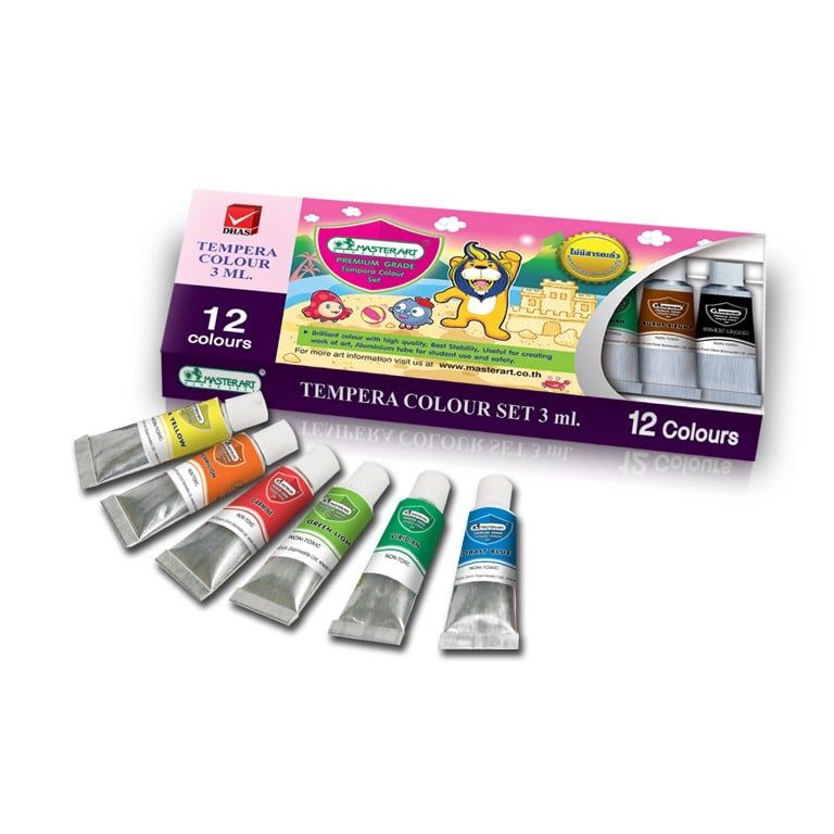 Bộ Màu nước vẽ tranh Master Art 12 màu thể tích 5ml mỗi tuýp (Thái Lan) (tặng kèm cọ vẽ cao cấp)