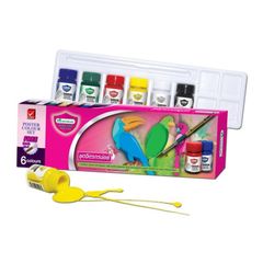 Set 6 màu nước acrylic Master Art cao cấp, vẽ không trôi trên mọi chất liệu, lọ 15ml kèm khay và cọ vẽ