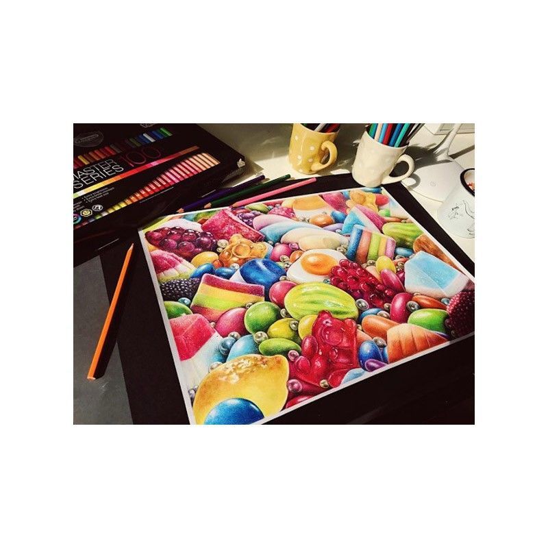 Bộ bút chì gỗ 100 màu cao cấp siêu sáng Master Art Series