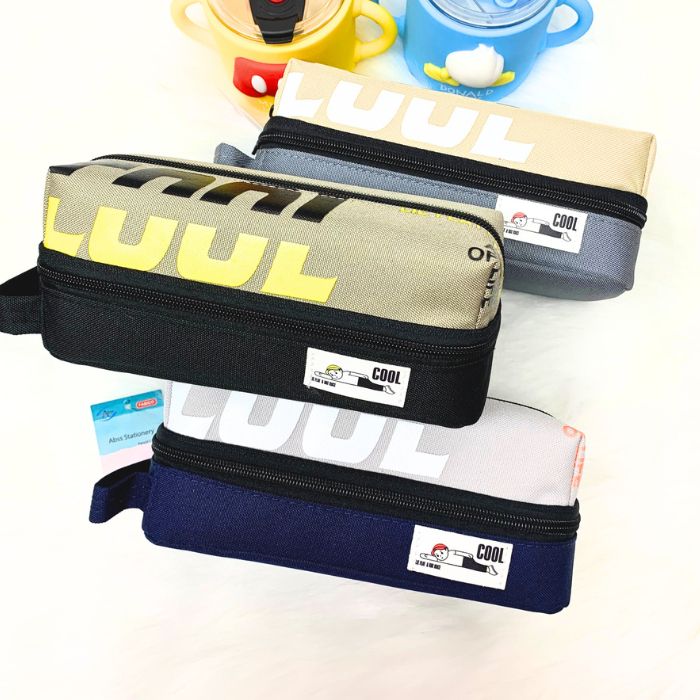 Bóp Viết Vải SHU Cool Hộp Bút Nam Vải Canvas 2 Ngăn Khoang Rộng