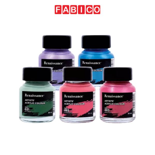 Lọ màu nước Acrylic, sơn acrylic 20ml Renaissance không trôi vẽ vải/đá/tường/ly sứ/tranh