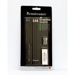 Bộ Bút Chì Gỗ Renaissance Graphite Sketch B, 2B, 4B Kèm Chuốt