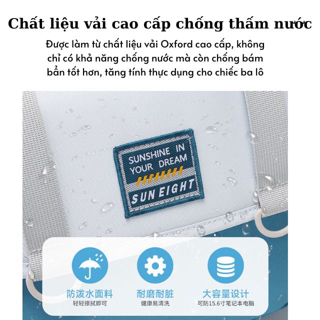 Ba Lô Thời Trang Nữ Sun Eight Chống Nước Nhiều Ngăn Cao Cấp