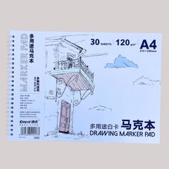 Sổ Vẽ Lò Xo A4 Depai 30 Tờ 120gsm Vẽ Màu Marker, Màu Dạ Depai Drawing Marker Pad