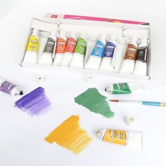Bộ Màu nước vẽ tranh Master Art 12 màu thể tích 5ml mỗi tuýp (Thái Lan) (tặng kèm cọ vẽ cao cấp)