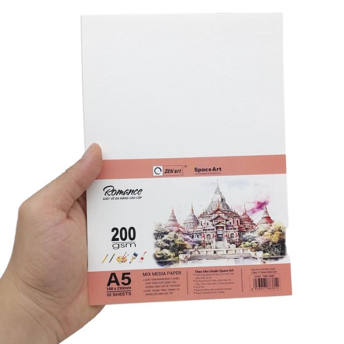 Xấp 20 Tờ Giấy Vẽ Đa Năng Romance A4/A5 200gsm - Mix Media Paper - Zen Art TMG 8381