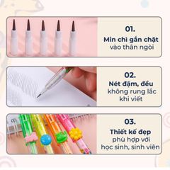 Combo 5 Cây Bút Chì Khúc TL PC-09, Màu Chì Đậm, Ngòi Mềm, Viết Êm Tay, Sẵn Gôm Trên Nắp