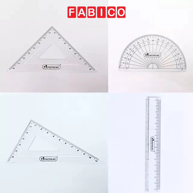 Bộ 4 Món Thước Đo Học Sinh Kèm Túi Khóa Zip Master Art