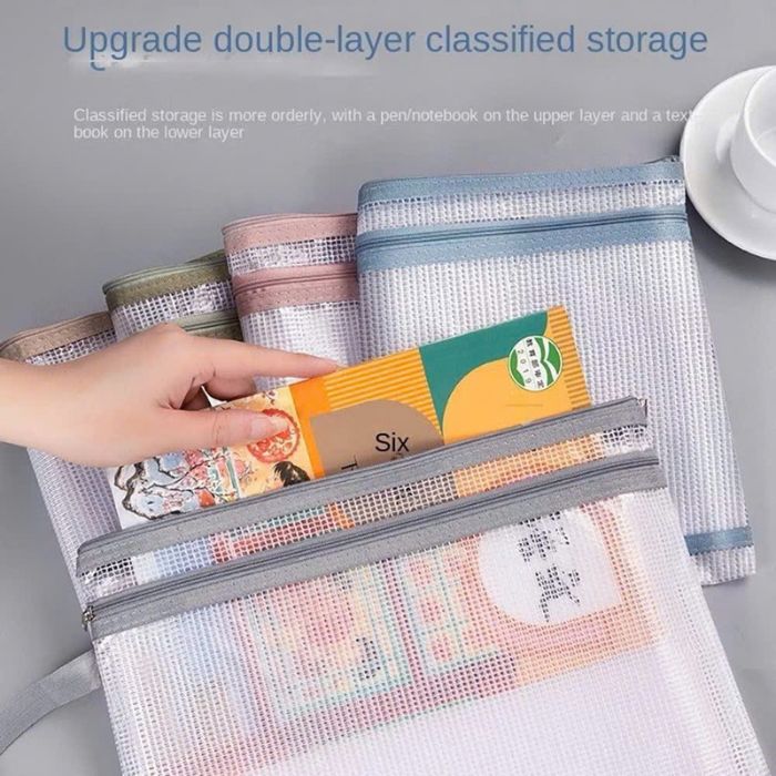 Túi lưới Trong Suốt A4 Kinhshion MP41088-A4 Đựng Tài Liệu Có Khóa Kéo Tiện Lợi