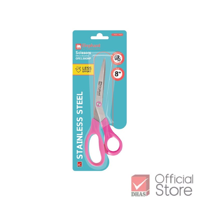 Kéo văn phòng Elephant, Kéo Inox Economy 5,6.5,8, 8.5inch, model OFE 1150 Neon Pastel, đủ màu