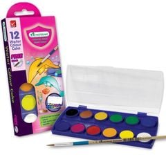 Bộ Màu Nước Khô, Màu Dạng Nén 12/24 Màu MasterArt 3ml Hộp Nhựa Không Độc Hại An Toàn Cho Bé