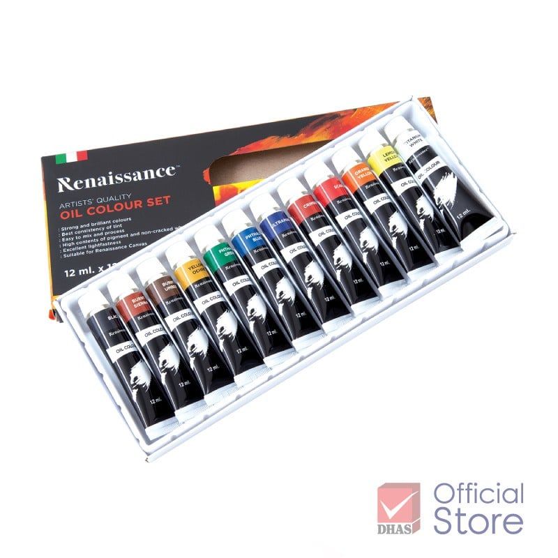 Bộ Màu Vẽ Sơn Dầu Chuyên Nghiệp Acrylic Oil Colour Tuýt 12 Màu x 12ml Cao Cấp