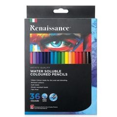 Bộ bút chì màu nước 12/24/36 màu kèm cọ vẽ Renaissance cao cấp