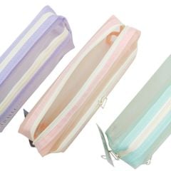 Bóp Viết Lưới A6 Kinhshion KT62049 Túi Đựng Trong Suốt 2 Ngăn Khóa Kéo