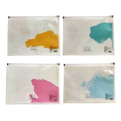 Túi Khóa Zip Kinary A4 Bìa Mềm 4 Màu Pastel Chống nước