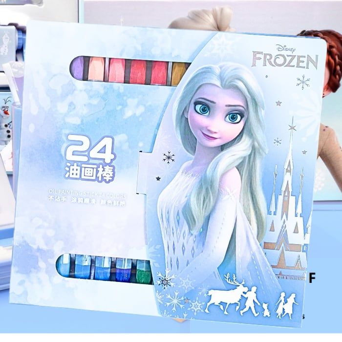 Bút Sáp Dầu 24 Màu Cao Cấp Phiên Bản Disney Siêu Mịn Màu Tươi An Toàn Màu Đậm Đều Cho Học Sinh