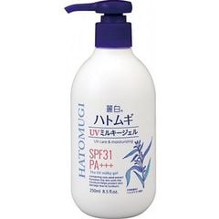 Sữa dưỡng thể ngày và đêm dưỡng trắng chống nắng body Hatomugi SPF31 PA+++ 250ml Nhật Bản