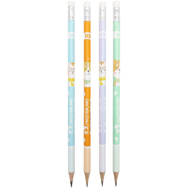 Hộp 12 cây Bút chì MasterArt HB Fancy no.3 Hình Shiba & Cat