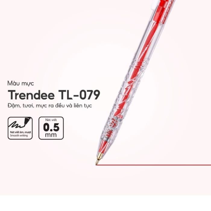 Combo 5 Bút bi Thiên Long Trendee TL-079 Ngòi 0.5mm Nét Viết Thanh Mảnh