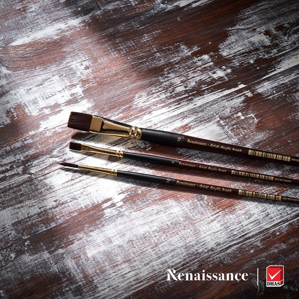 Bút Cọ Vẽ Đầu Dẹt Vẽ Màu Acrylic Renaissance Cao Cấp