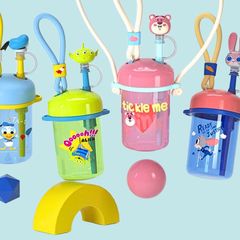 Bình Đựng Nước Nhựa Cao Cấp Có Ống Hút Họa Tiết Disney Dễ Thương Cho Bé
