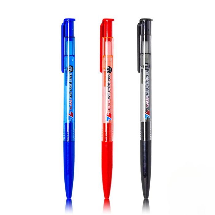 Combo 5 Bút Bi Thiên Long TL-023 Ngòi 0.8mm Mực Xanh/Đỏ/Đen