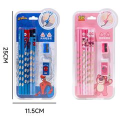 Vỉ 12 Cây Bút Chì HB 2B Disney Bút Chì Đinh Vị Cầm Tay Cho Bé Hình Người Nhện, Elsa, Gấu Hồng