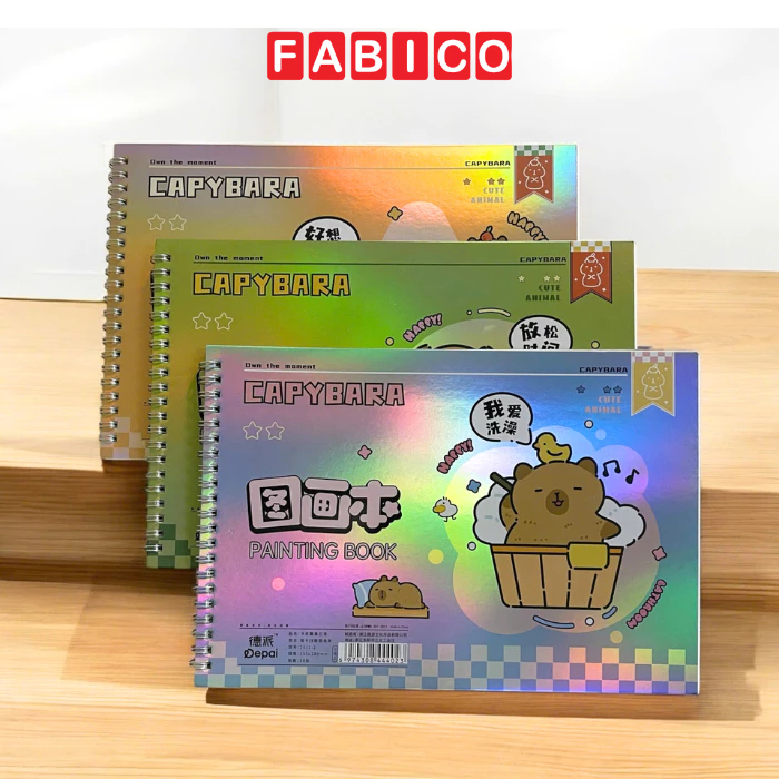 Tập Giấy Vẽ Lò Xo A4 Depai Bìa Capybara 38 Tờ giấy 80gsm Dễ Thương Cho Bé