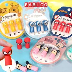 Vỉ 3 Món Nắp Đậy Bút Chì - Dụng Cụ Học Tập In Hoạt Hình Disney Dễ Thương Cho Học Sinh