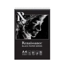 Sổ 32 trang giấy đen Renaissance, giấy mỹ thuật A4 màu đen 150gsm