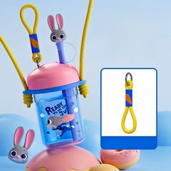 Bình Đựng Nước Nhựa Cao Cấp Có Ống Hút Họa Tiết Disney Dễ Thương Cho Bé