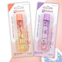 Bút Xóa Kéo Kết hợp Băng Keo Dán 2 Trong 1 Glunie Elephant  4M X 5MM