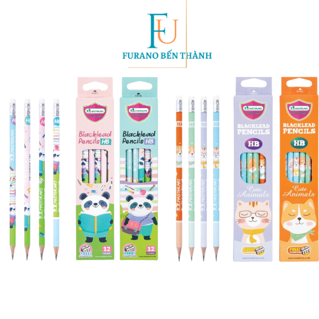 Hộp 12 Cây Bút Chì Gỗ HB Master Art Họa Tiết Siêu Dễ Thương