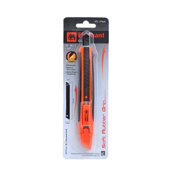 Dao Rọc Giấy Kim Loại Elephant NO.R-901 Lưỡi Dao 45 độ, 9mm