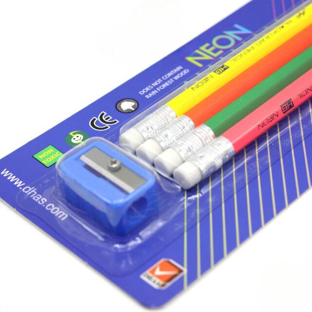 Vỉ 4 Bút Chì Gỗ HB ELEPHANT Kèm Chuốt Chì