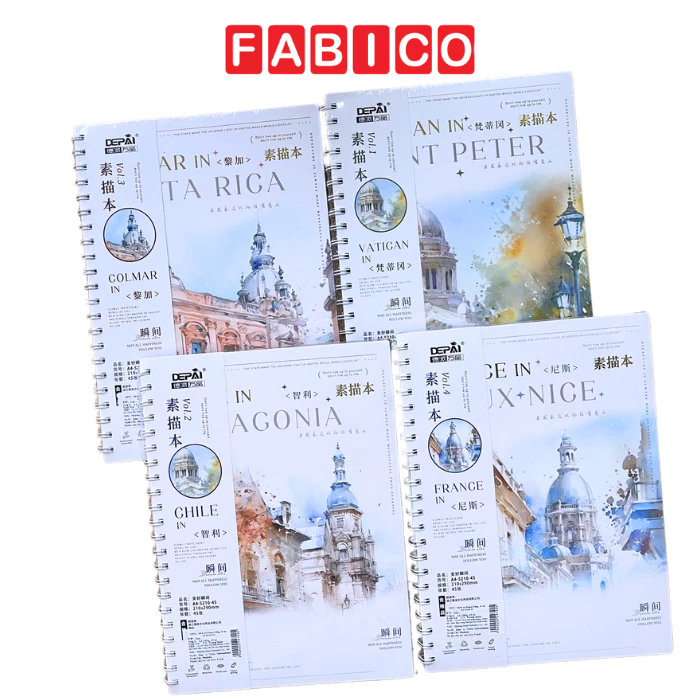 Sổ Vẽ Phác Thảo 45 Tờ Depai 100gsm - Gáy Lò Xo A4 - Sổ Vẽ Không Kị Tẩy