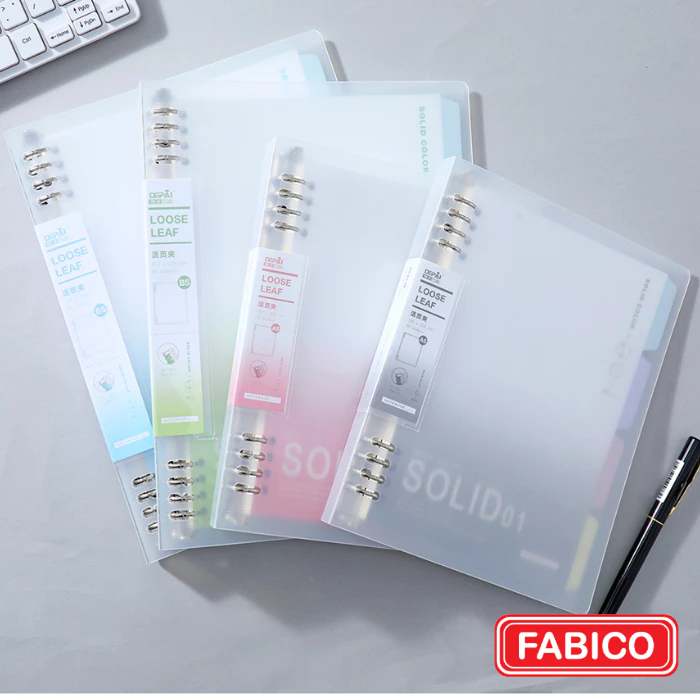 Sổ Còng Sắt Thay Ruột 8 Lỗ DEPAI Kẻ Ngang Binder File Nhựa Trong Suốt A5 B5 120 Trang