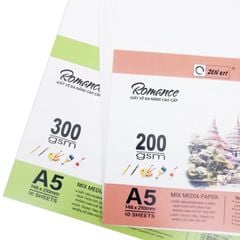 Xấp 20 Tờ Giấy Vẽ Đa Năng Romance A4/A5 200gsm - Mix Media Paper - Zen Art TMG 8381