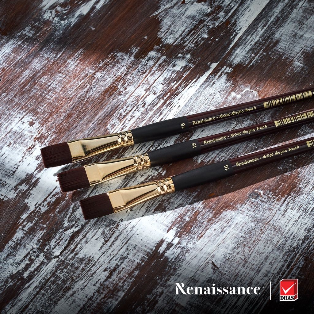 Bút Cọ Vẽ Đầu Dẹt Vẽ Màu Acrylic Renaissance Cao Cấp