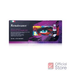 Bộ màu vẽ Acrylic dạng tuýp Renaissance, màu vẽ Acrylic 12/24 màu x 12 ML