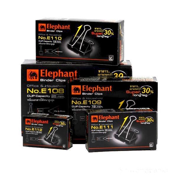Hộp 12 Kẹp Bướm Elephant, Kẹp Giấy 19mm, 25mm, 32mm, 40mm, 50mm