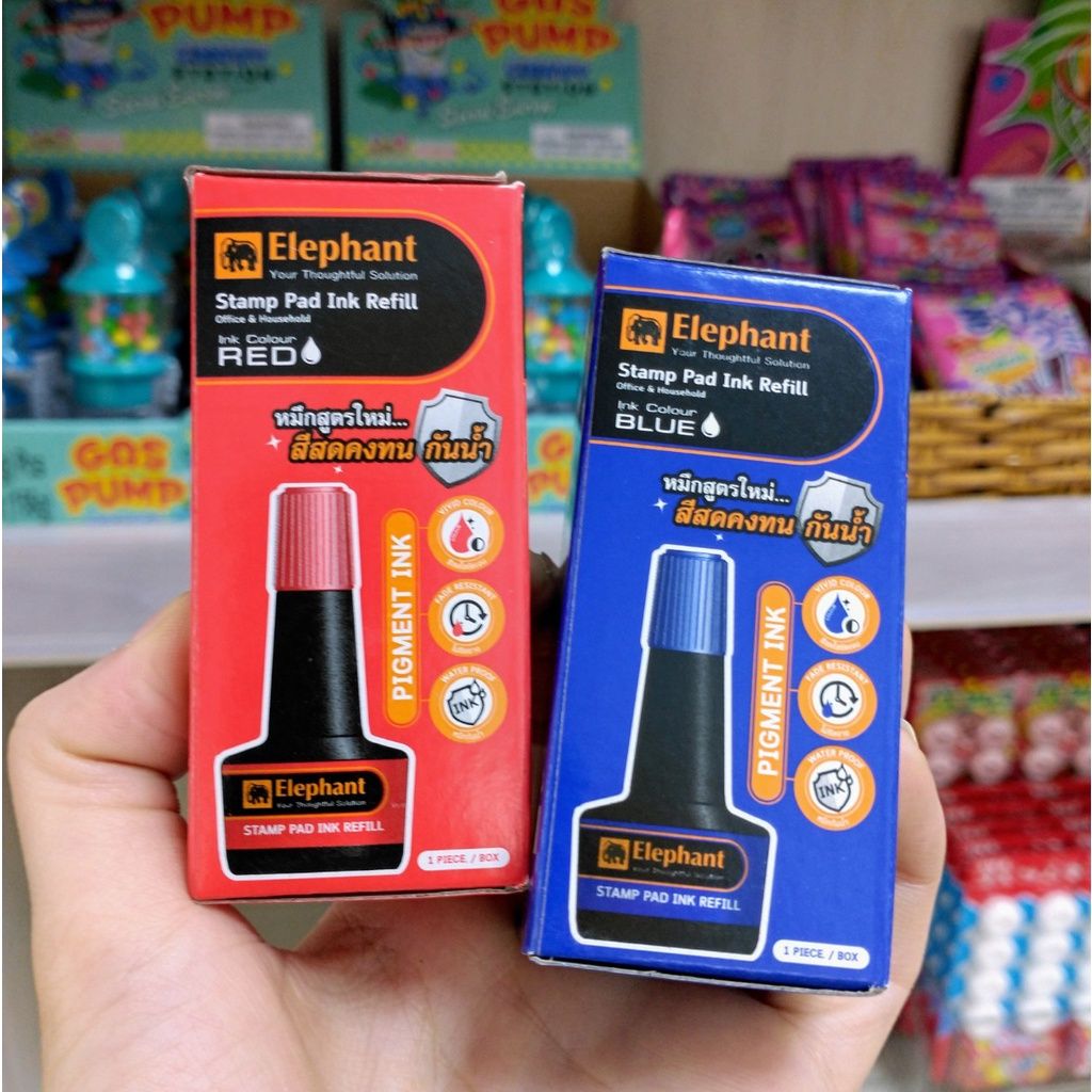 Mực Hộp Dấu, TamPon Lăn Tay Elephant Đỏ/Xanh/Đen Hộp 30ml