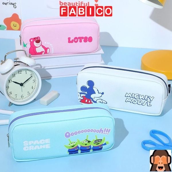 Hộp Đựng Bút PU Chống Nước Họa Tiết Disney Siêu Dễ Thương Cho Bé