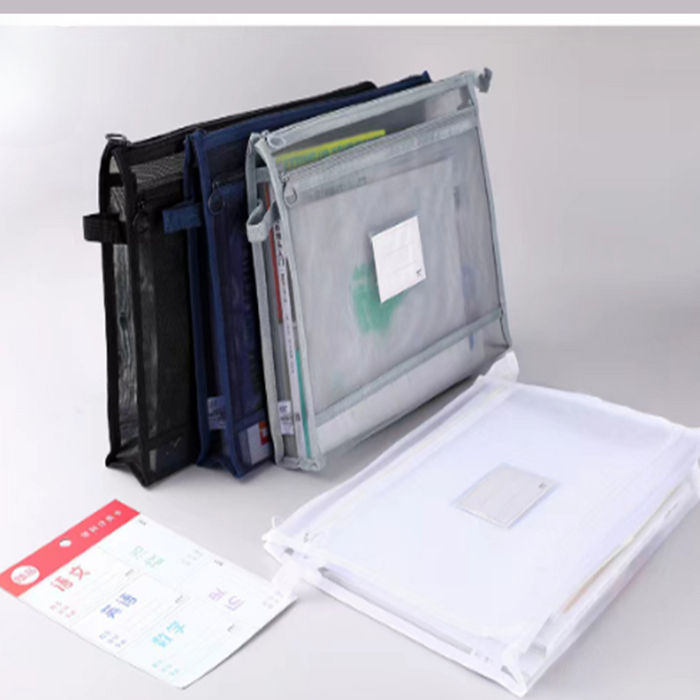 Túi Lưới Trong Suốt A4 A5 KinhShion Túi 2 Ngăn Có Khóa Kéo Đựng Tài Liệu