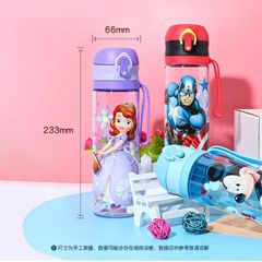 Bình Đựng Nước Có Dây Kèm Ống Hút Silicone Họa Tiết Disney Dễ Thương Cho Bé