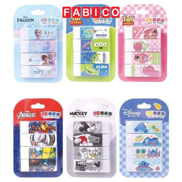 Vỉ 4 Cục Gôm Tẩy Bút Chì Disney Gôm Trắng Tẩy Sạch An Toàn