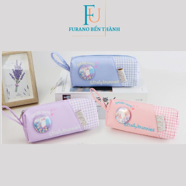 Túi Đựng Bút Hình Thỏ Màu Pastel Vải Mềm Dễ Thương Chống Thấm nước