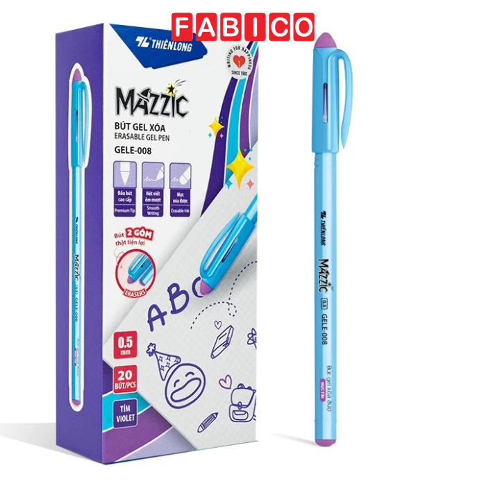 Bút Gel Xóa Được Thiên Long Mazzic GELE-008 Nắp Đậy, Gôm Hai Đầu