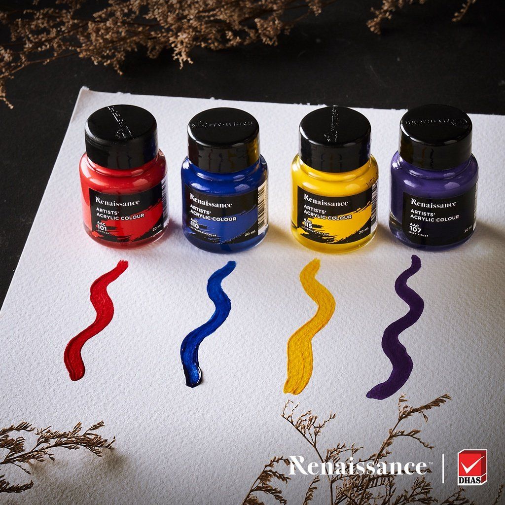 Lọ màu nước Acrylic, sơn acrylic 20ml Renaissance không trôi vẽ vải/đá/tường/ly sứ/tranh